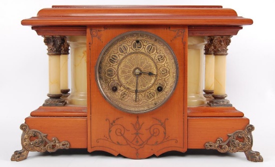 Antique Seth Thomas Ornate Mantle Clock with Pendulum and Key