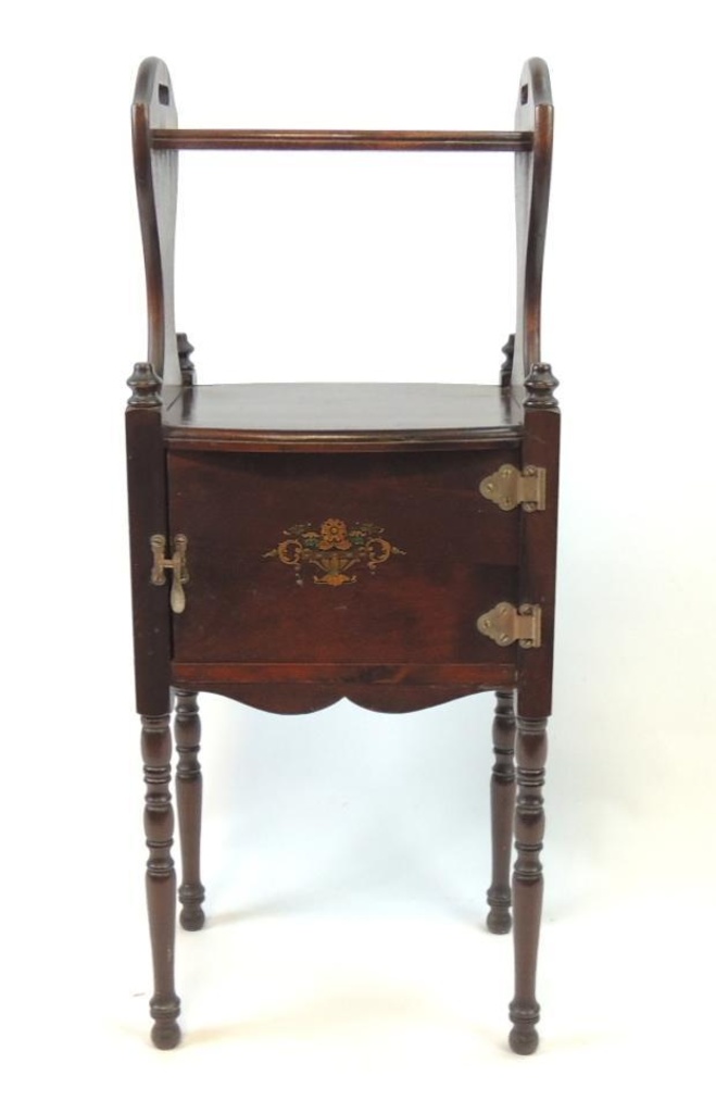 Antique Smoking Stand With Copper Lined Humidor Art