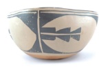 Southwest Kewa Pueblo Pottery : signed Torivia Calabaza Handmade Polychrome Bowl