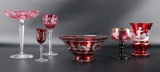 Group of 6 : Ruby Flash Glass Collection