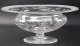 Antique Intaglio American Brilliant Cut Glass Stemmed Bowl with Floral Design