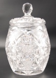 Antique Libbey Marked American Billiant Cut Glass Jar with Lid