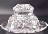 Antique Hawkes Marked American Brilliant Cut Glass Covered Butter Dish