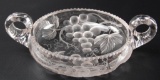 Antique Turnhill Signed Grapes Pattern Handled Serving Dish