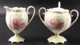 Antique RS Prussia Cream and Sugar with Daisies and Roses Design