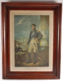 Antique Print of General Jose de San Martin in Quarter Sawn Oak Frame