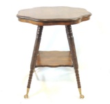 Antique Spool Table w/ Brass and Glass Marble Claw Feet