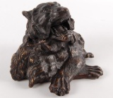 Antique Bronze Lion Ink Well