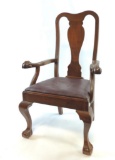 Antique George II-style Carved Mahogany Splat-back Arm Chair