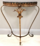 Antique Marble Top Metal Wall Plant Stand