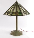 Antique Bradley and Hubbard Slag Panel Glass Lamp