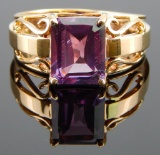 10k Yellow Gold Emerald Cut Sapphire Ring