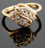 14k Yellow Gold Diamond Cluster Ring