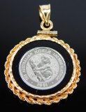 14k Yelow Gold and Platinum Australian Koala Coin Pendant