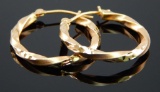 14k Satin and Polished Yellow Gold Hoops