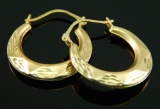 14k Yellow Gold Satin Finish Hoop Earrings