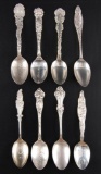 Group of 8 Sterling Silver Souvenir Spoons