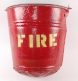 Vintage Round Bottom Fire Bucket with Handle