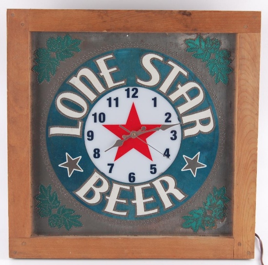 Vintage Lone Star Beer Light Up Advertising Tin Face Clock