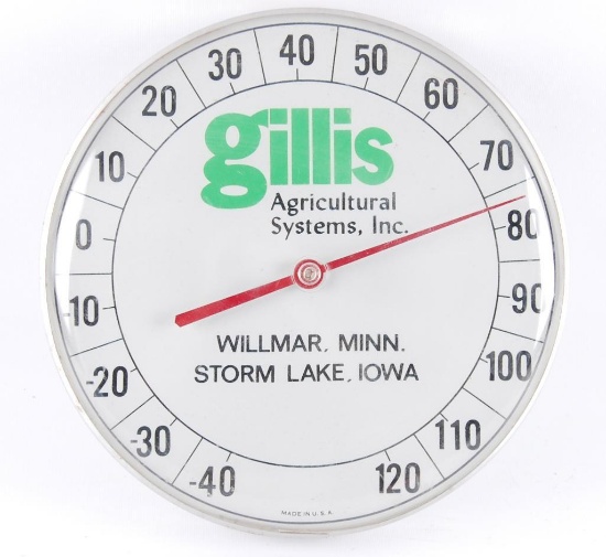 Vintage Gillis Agricultural Systems Inc. Advertising Thermometer