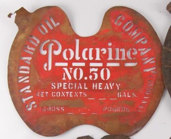 Vintage Standard Oil Polarine No. 50 Metal Advertising Barrel Stencil