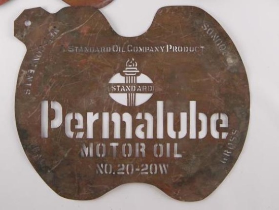 Vintage Standard Oil Permalube Motor Oil Metal Advertising Barrel Stencil