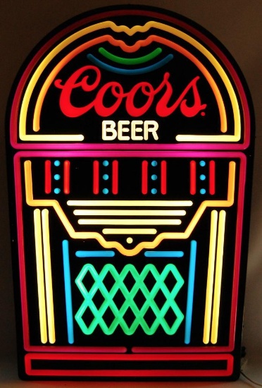 Vintage Coors Beer Light Up Advertising Jukebox Sign
