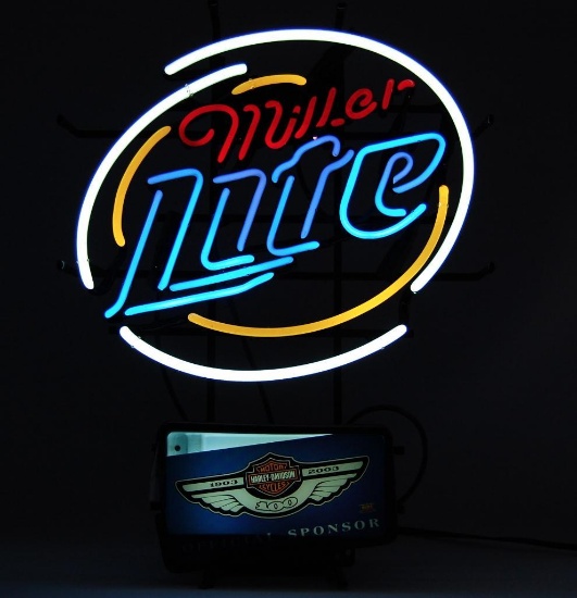 Miller Light Harley Davidson Light Up Advertising Neon Beer Sign