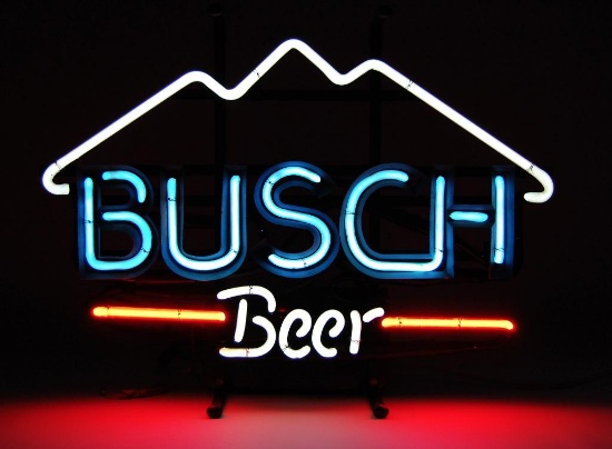 Vintage Busch Light Up Advertising Neon Beer Sign
