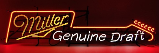Miller Genuine Draft Guitar Light Up Advertising Neon Beer Sign