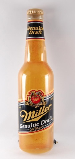 Miller Genuine Draft Light Up Advertising Half Bottle Beer Sign
