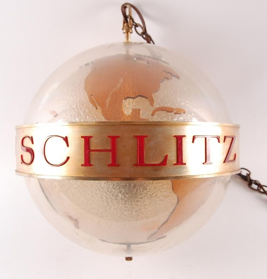 Vintage Schlitz Globe Light Up Advertising Hanging Motion Beer Sign