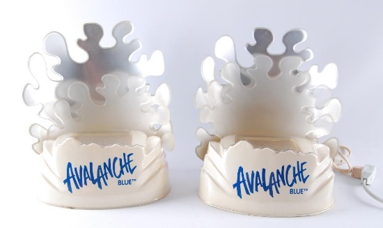 Group of 2 Vintage Avalanche Blue Light Up Advertising Displays