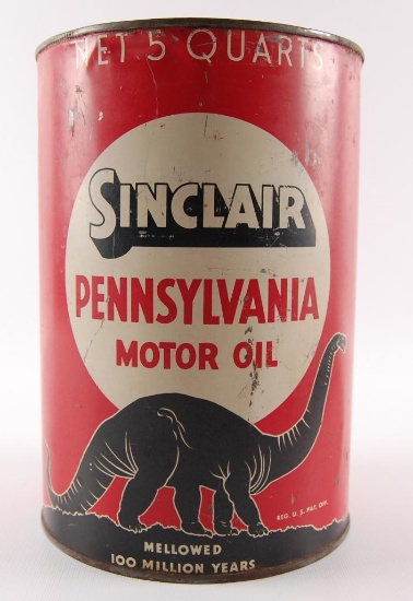 Vintage Sinclair Pennsylvania Motor Oil Advertising 5 Quart Oil Can
