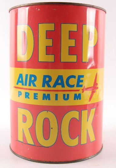 Vintage Deep Rock Air Race Premium Advertising 5 Quart Oil Can
