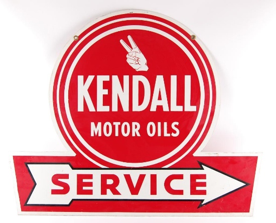 Vintage Kendal Motor Oil "Service" Double Sided Advertising Metal Sign