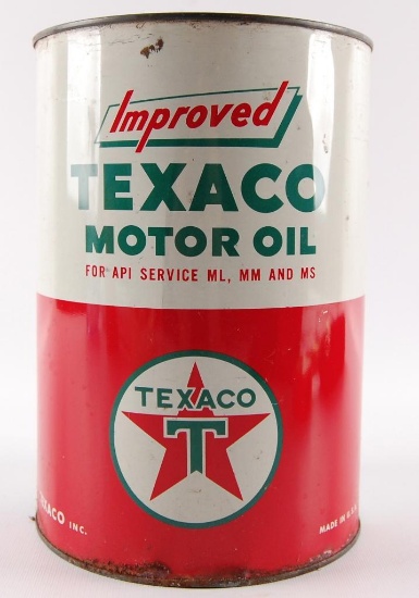 Vintage Texaco Motor Oil Advertising 5 Quart Oil Can