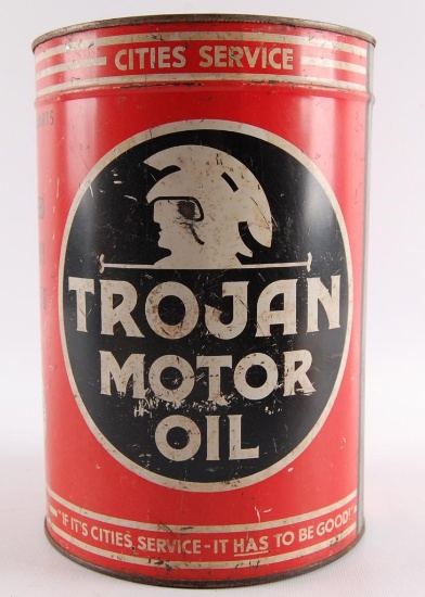 Vintage Trojan Motor Oil Advertising 5 Quart Oil Can