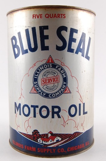 Vintage Blue Seal Motor Oil Advertising 5 Quart Oil Can
