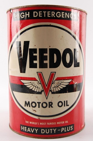 Vintage Veedol Motor Oil Advertising 5 Quart Oil Can