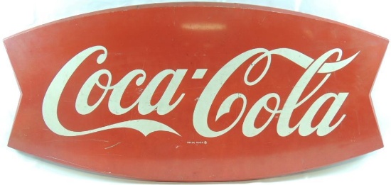 Vintage Coca-Cola Fish Tail Advertising Metal Sign