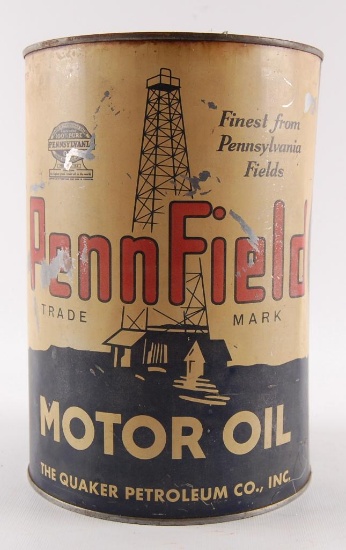 Vintage Pennfield Motor Oil Advertising 5 Quart Oil Can