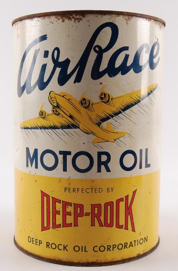 Vintage Deep Rock Air Race Motor Oil Advertising 5 Quart Oil Can