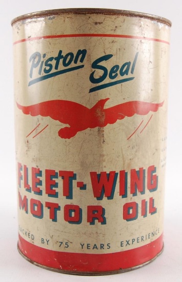 Vintage Fleet-Wing Motor Oil Advertising 5 Quart Oil Can