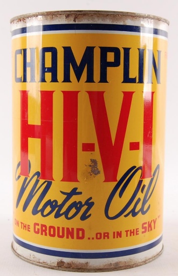 Vintage Champlin Hi-C-I Motor Oil Advertising 5 Quart Oil Can