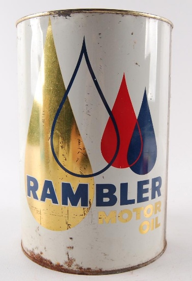 Vintage Rambler Motor Oil Advertising 5 Quart Oil Can