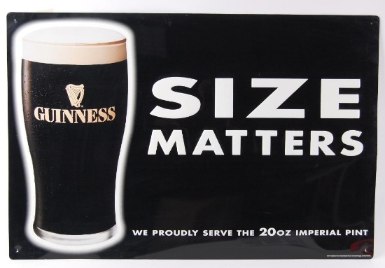 Guinness "Size Matters" Advertising Metal Beer Sign