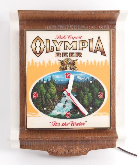 Vintage Olympia Beer "It's the Water" Light Up Advertising Beer Clock