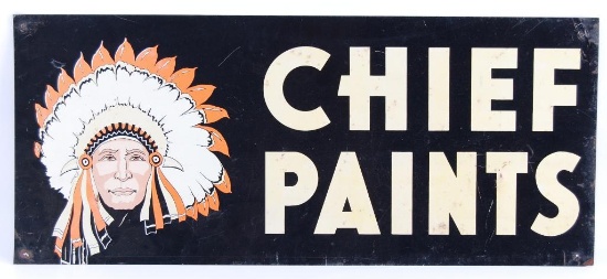 Vintage Chief Paints Double Sided Advertising Metal Sign