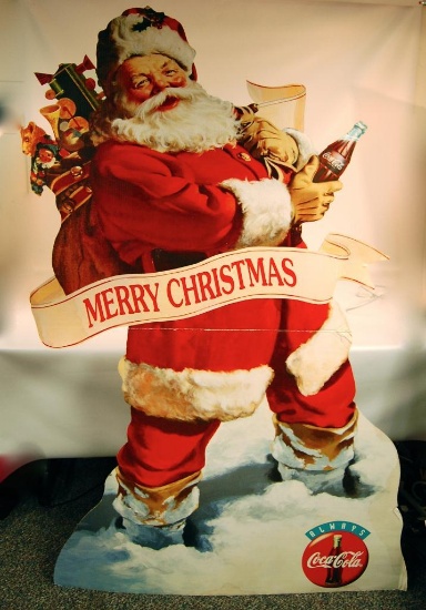 Coca-Cola Christmas Cardboard Advertising Santa Claus Standee